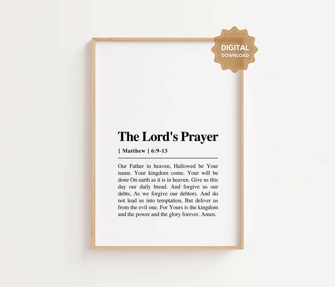 The Lords Prayer Matthew 6 Scripture Minimalist Faith Wall Poster