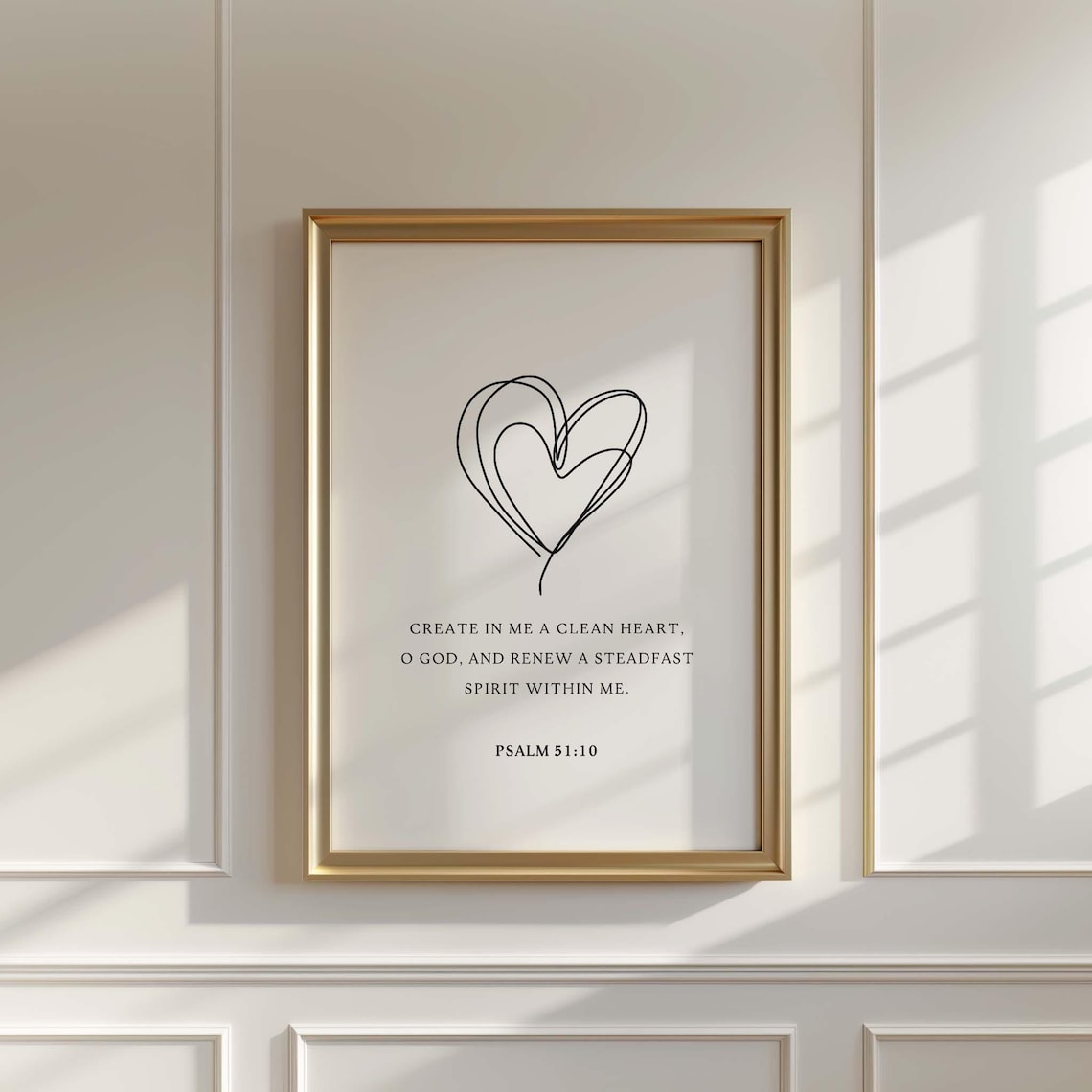 Psalm 51:10 NKJV, Minimalist Scripture Art Print