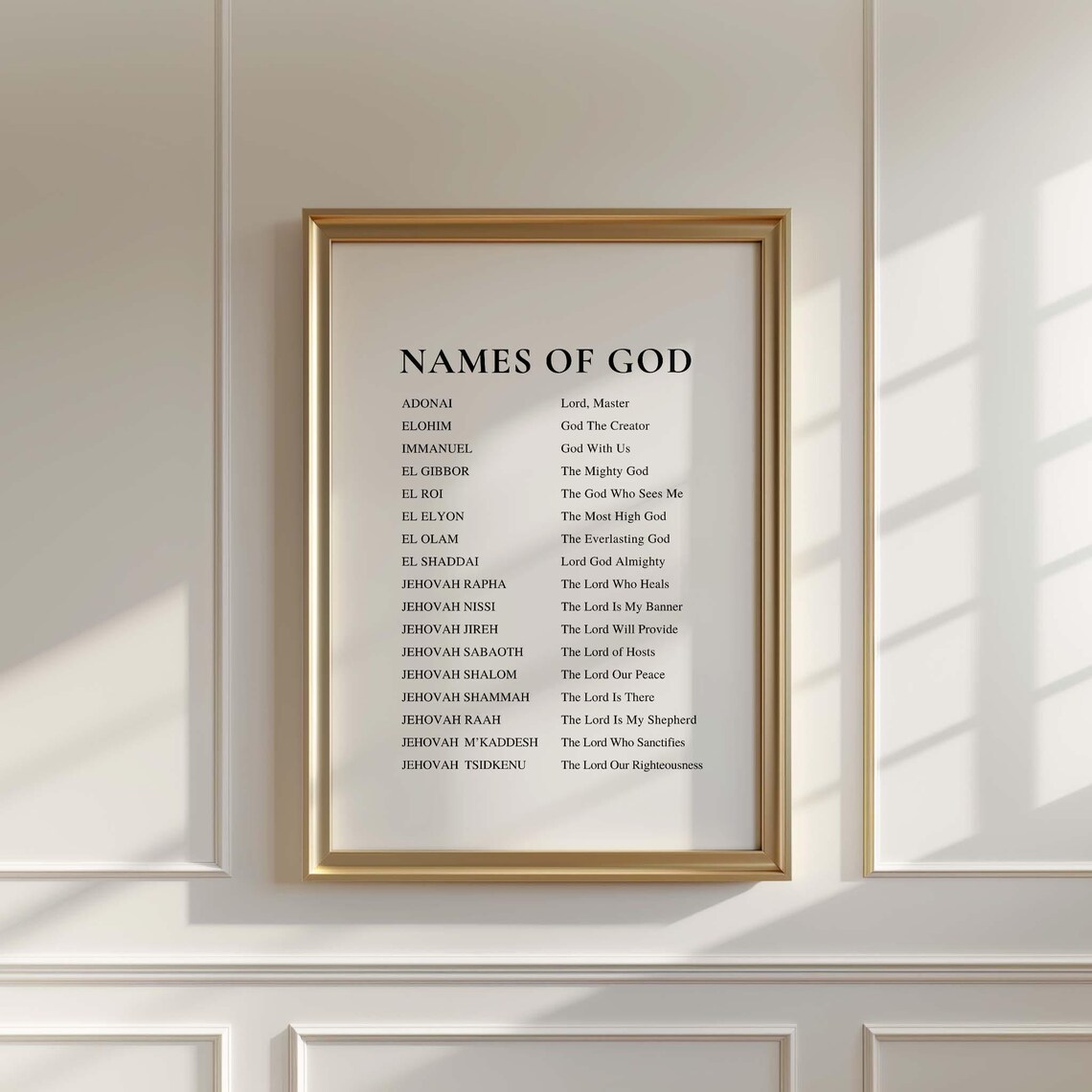 Names of God Christian Home Decor Art Print