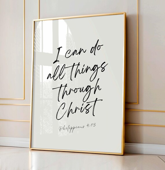 Philippians 413 Bible Verse Art Print Christian Home Decor