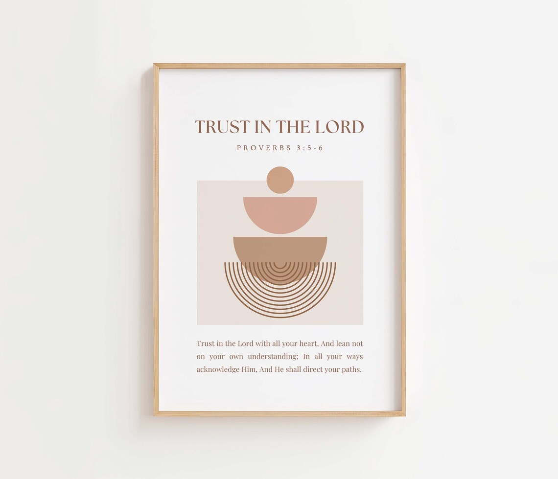 Proverbs 356 Wall Art Trust In The Lord Scripture Print Christian Bible Verse
