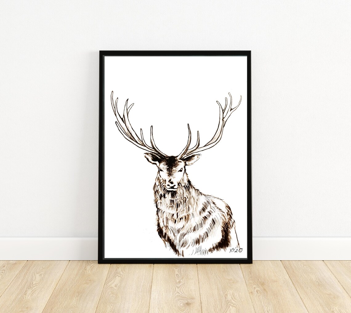 Deer Antler Picture Poster, Black Forest Print - Image 2
