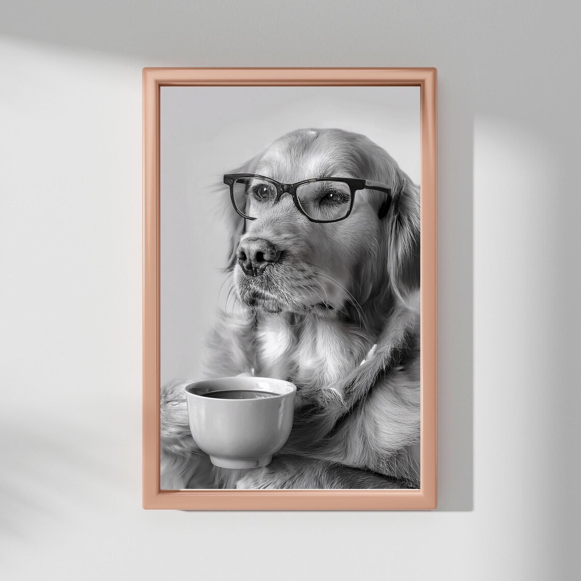 Golden Retriever Drinking Coffee - Funny Print - Image 2
