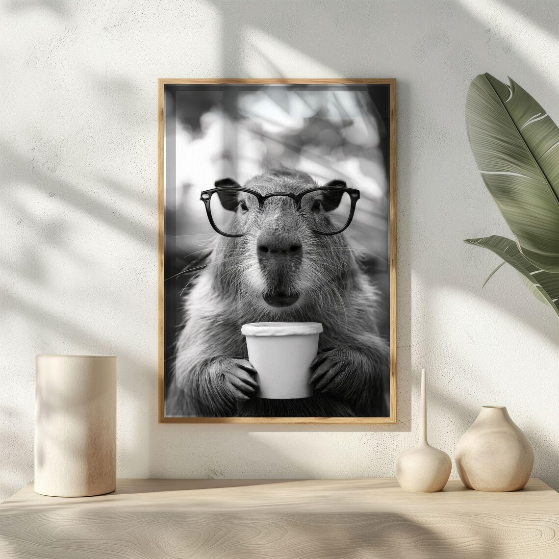 Capybara Cute Animal Drinking Coffee, Vintage Poster - Image 5