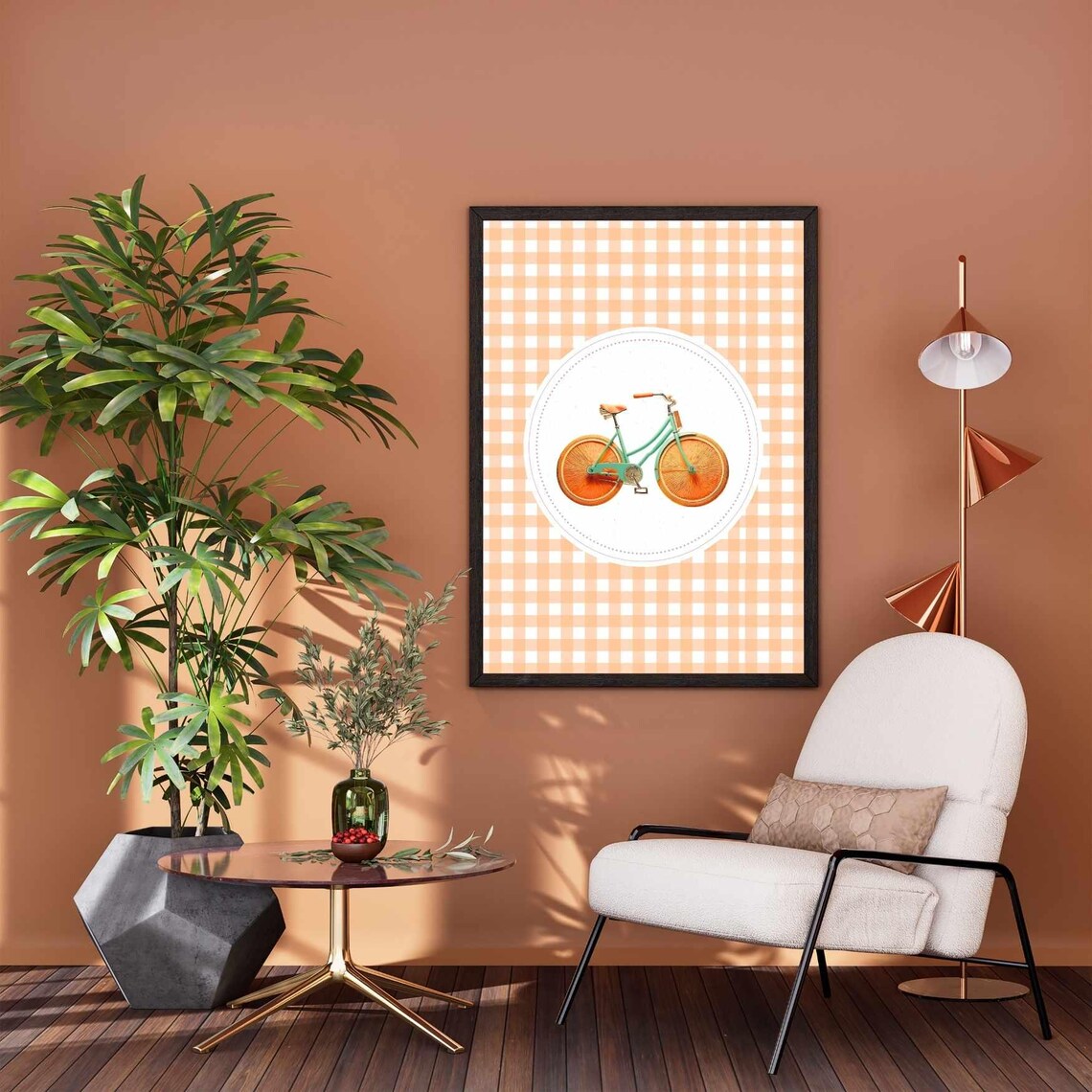 Vintage Orange Slice Bicycle Print, Mid-Century Boho Decor - Image 2