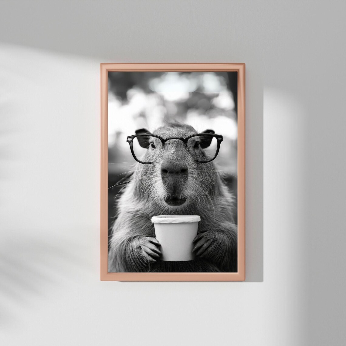 Capybara Cute Animal Drinking Coffee, Vintage Poster - Image 2