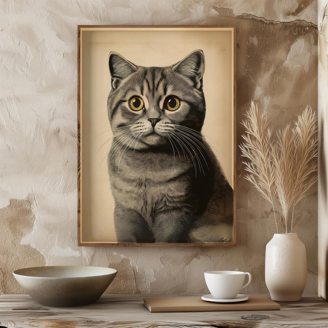 Vintage British Cat Portrait, Nursery Decor Poster