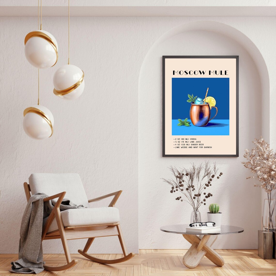 Moscow Mule Retro Bar Cart Decor, Watercolor - Image 3