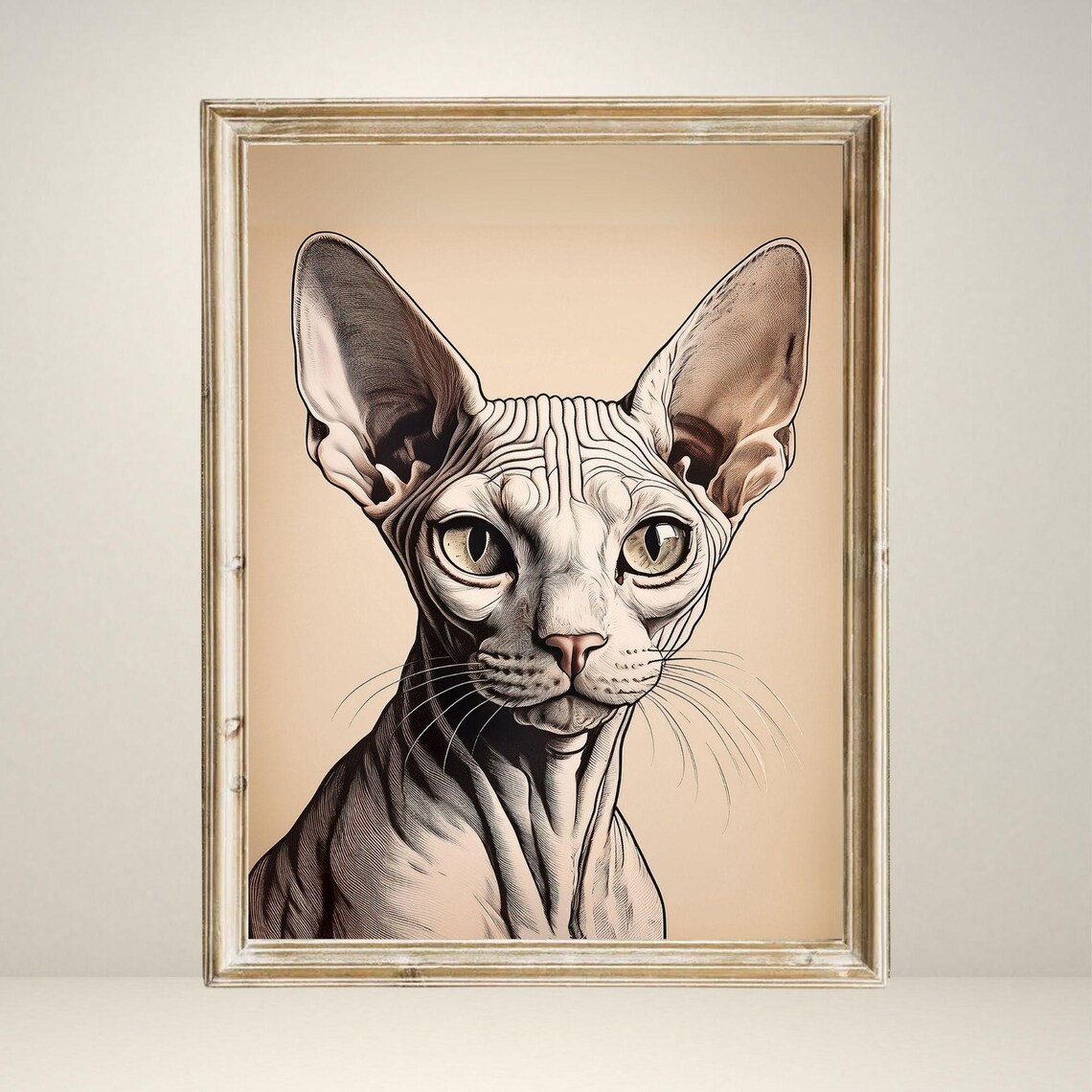 Vintage Portrait Pop Art Sphynx Cat Art Print - Image 2