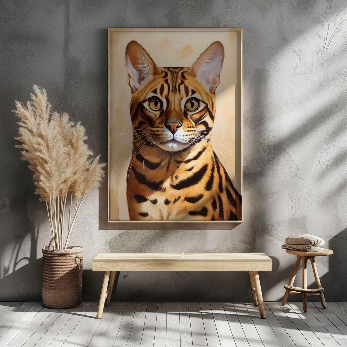 Vintage Portrait Pop Art Bengal Cat, Nursery Decor - Image 2