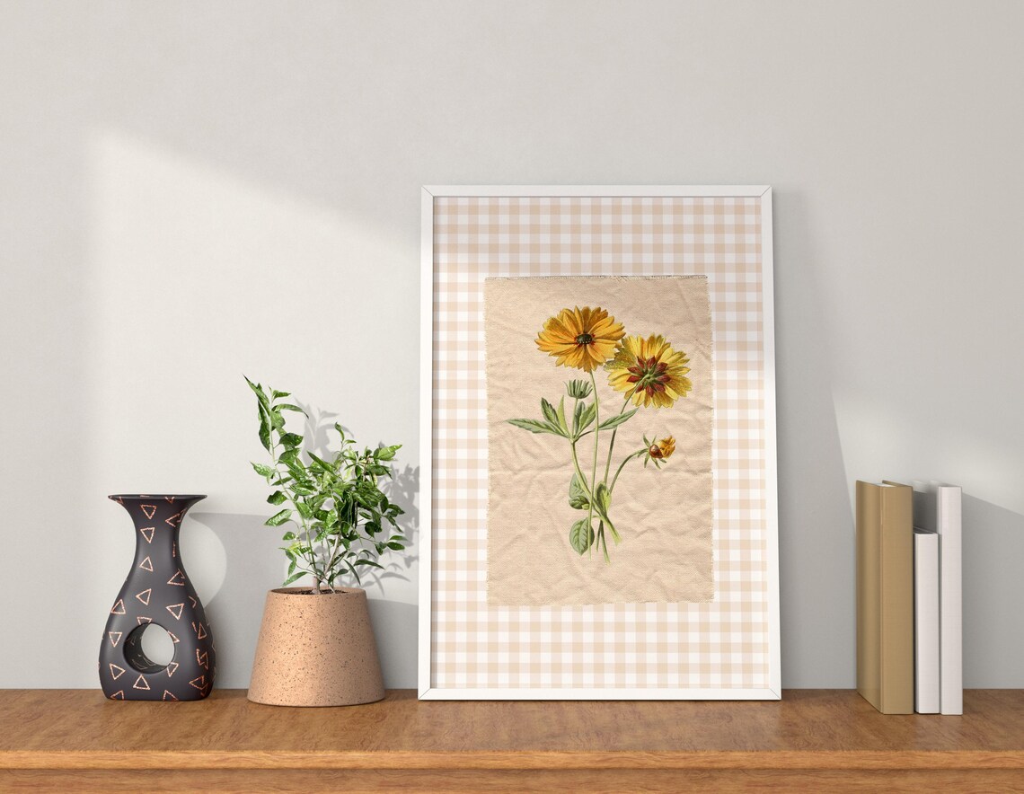 Vintage Floral Illustration, Abstract Botanical Decor