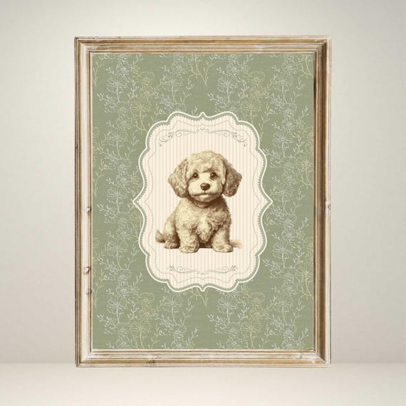 Cockapoo Vintage Style Dog Print, Nursery Decor