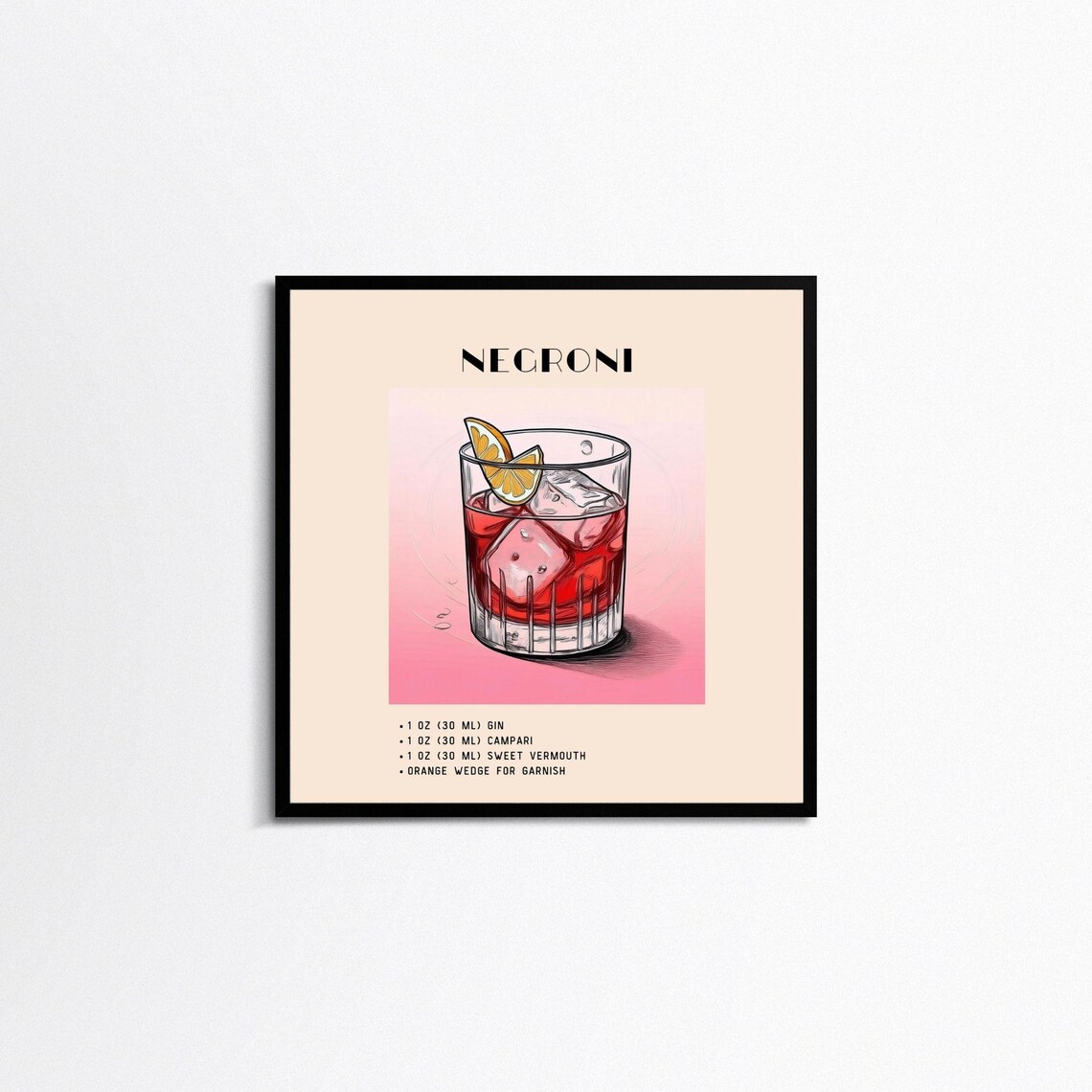 Negroni Cocktail Print, Minimalist Retro Vintage - Image 2