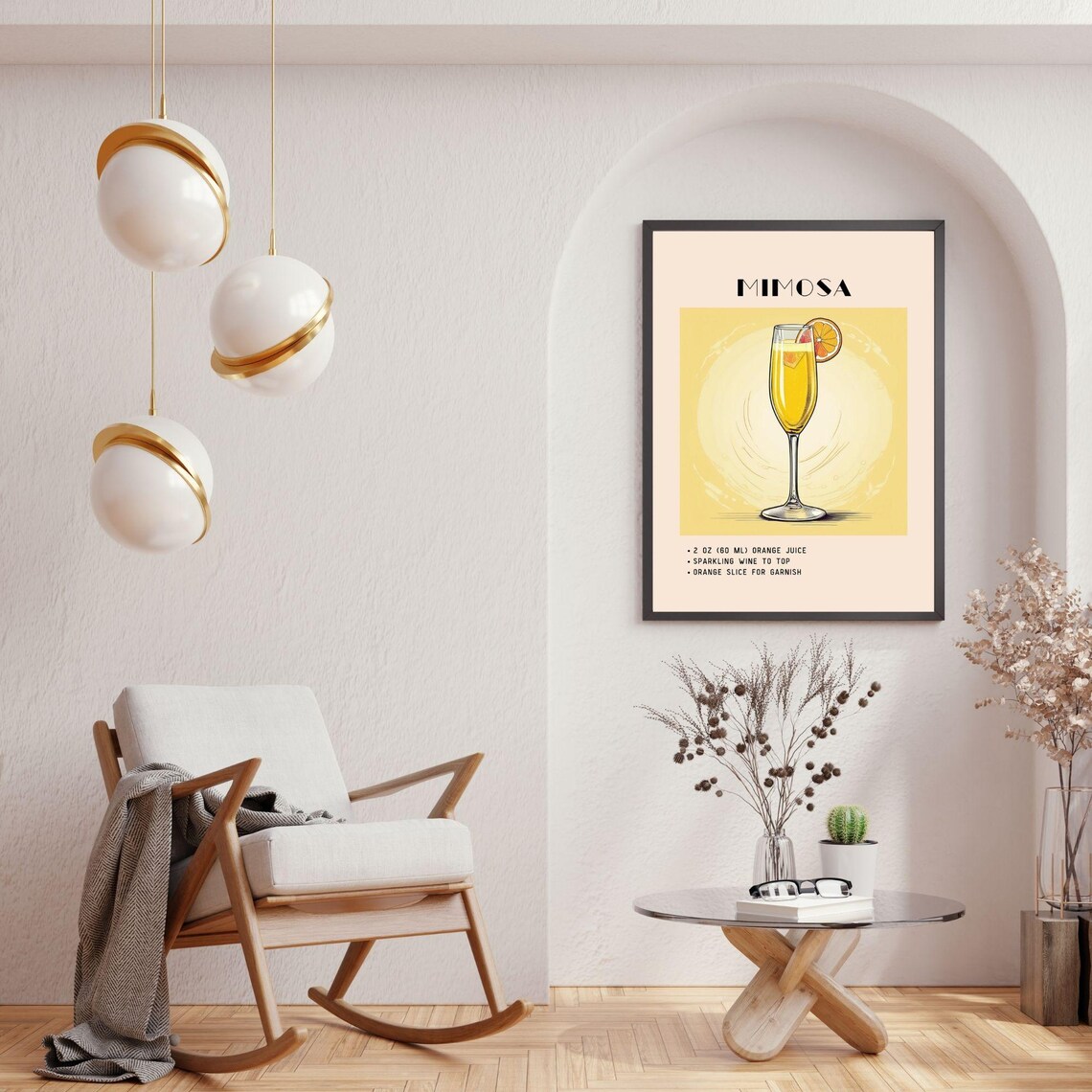Mimosa Cocktail Vintage Bar Cart Art Print - Image 3