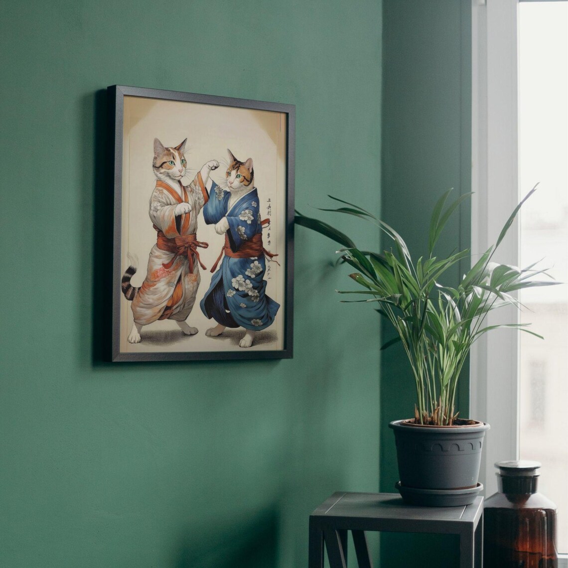 Vintage Samurai Cats, Japanese Kimono Cat Poster - Image 3