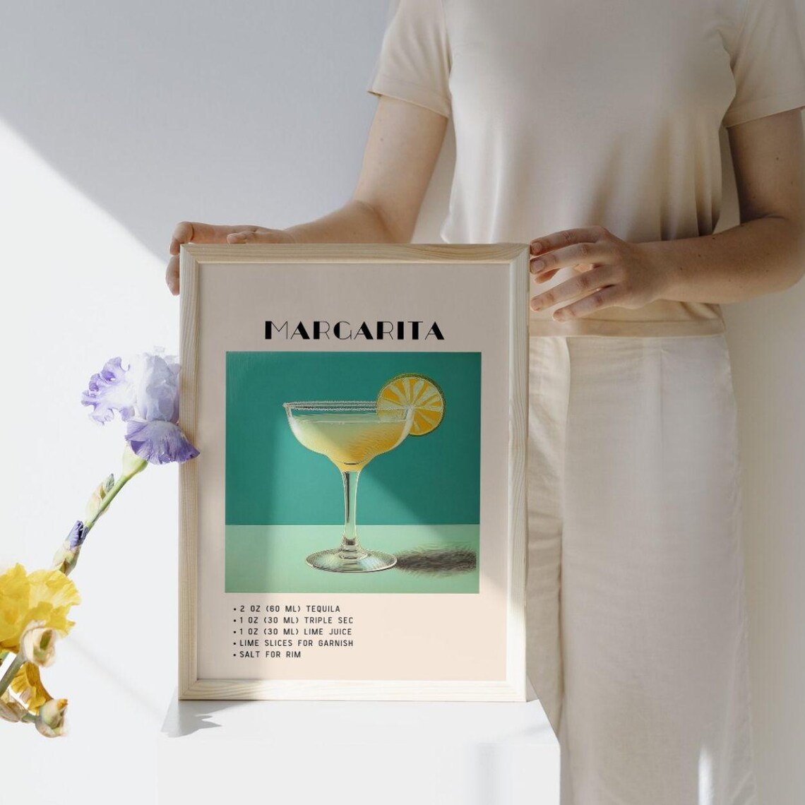 Margarita Cocktail, Green Minimalist Retro Art - Image 2