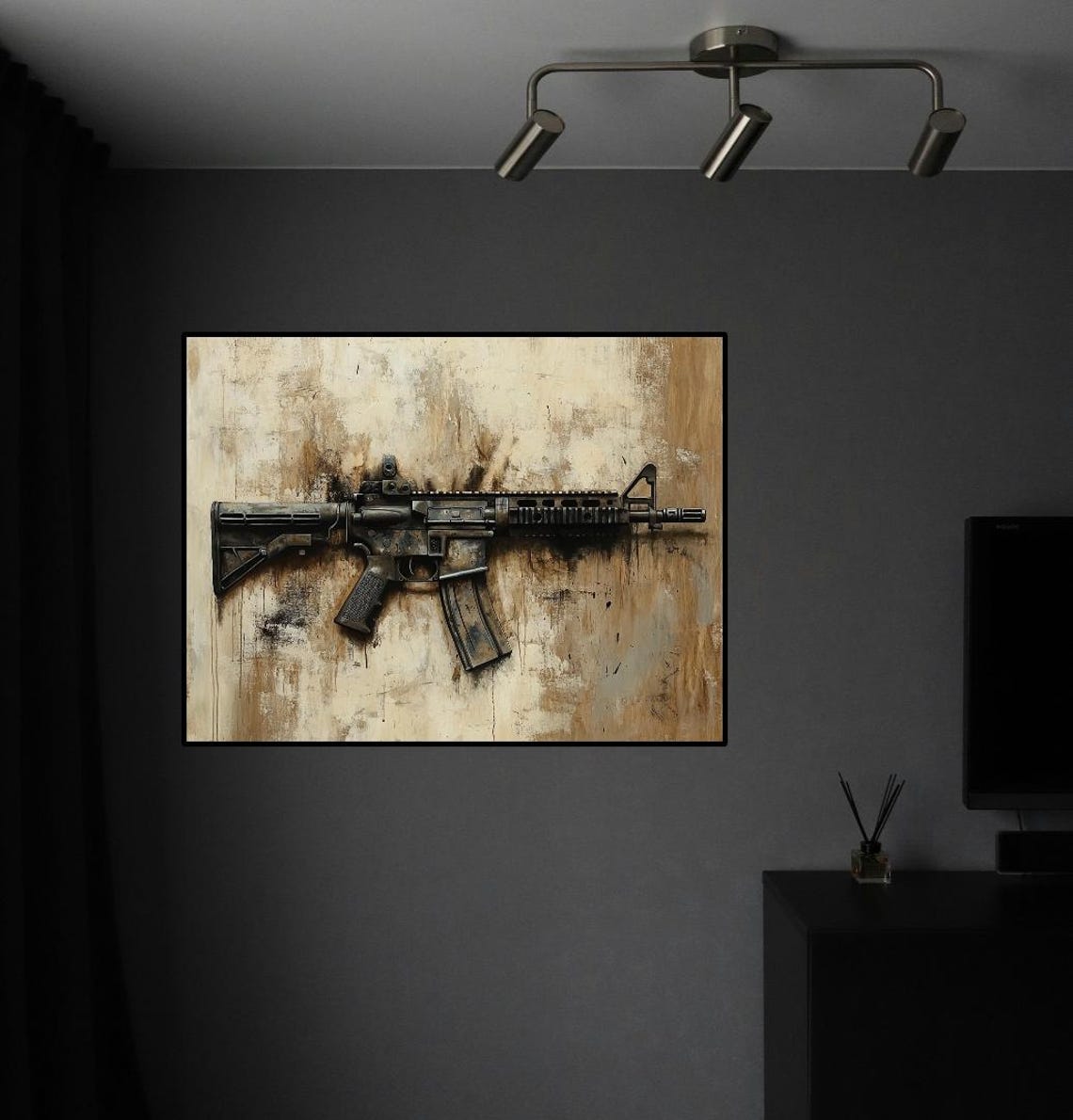 M4 Carbine Rifle Weathered Finish Tactical Firearm Art Poster