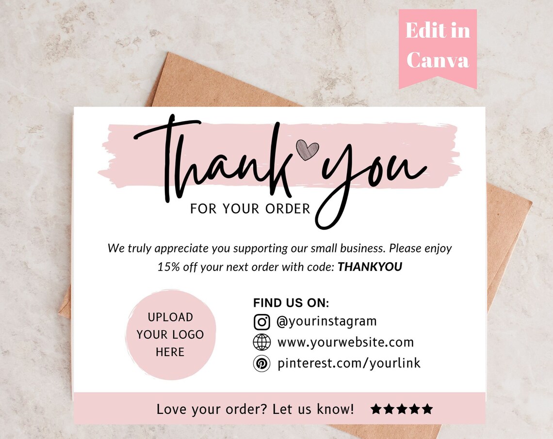 Thank You Cards Business Template, Packaging Insert