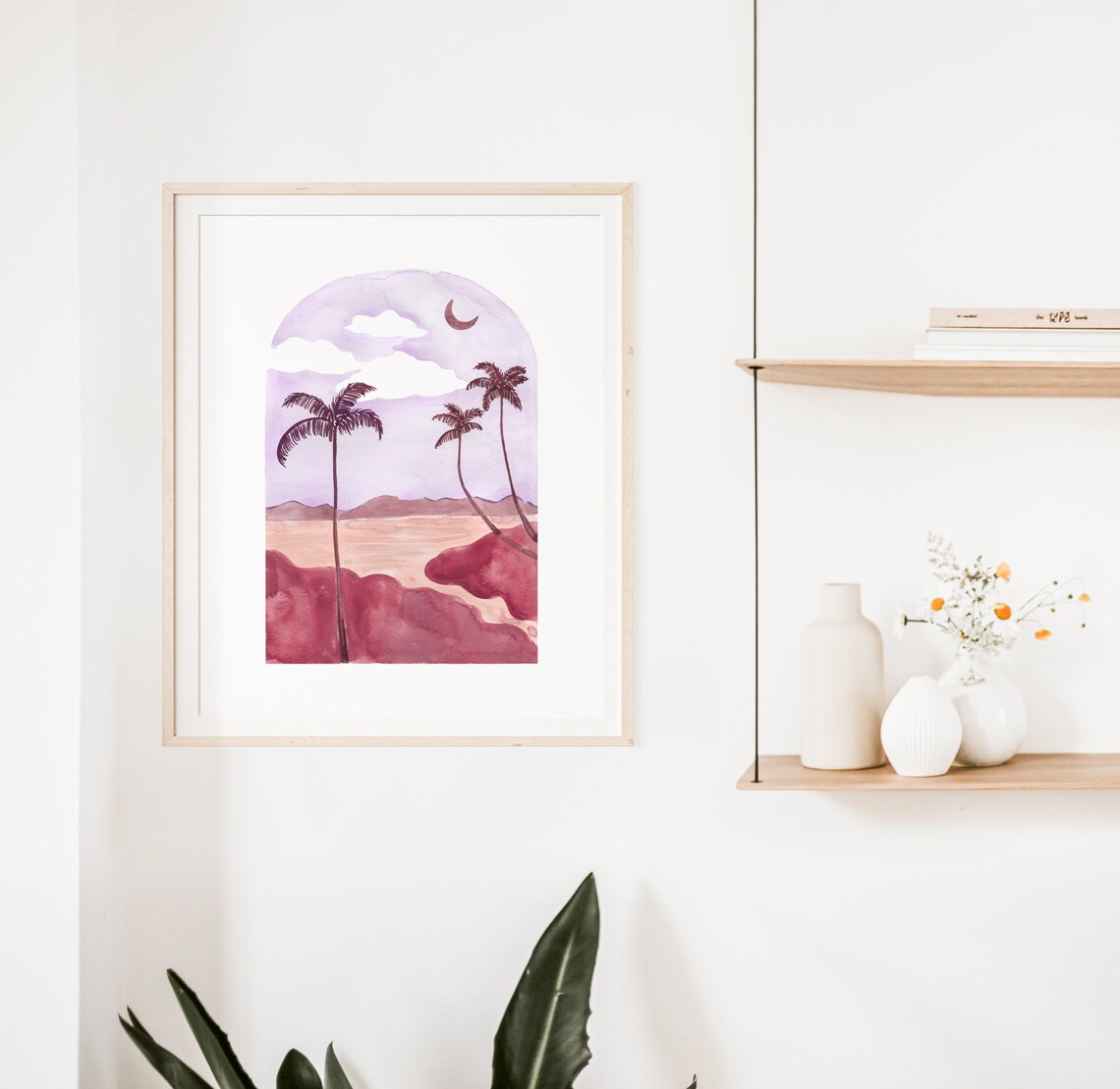 Tropical Arch Art Print, Purple Aesthetic Pastels - Image 2