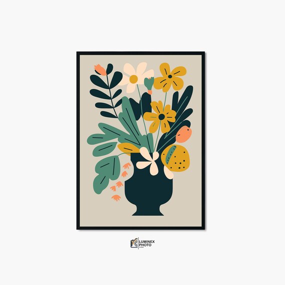 Vase Of Wildflowers Yellow Blooms Scandinavian Style Wall Art