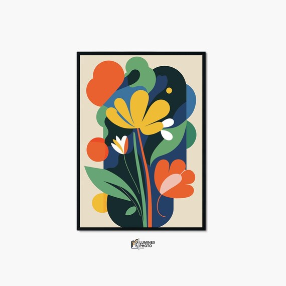Bold Abstract Floral Bouquet Modern Scandinavian Style Wall Art