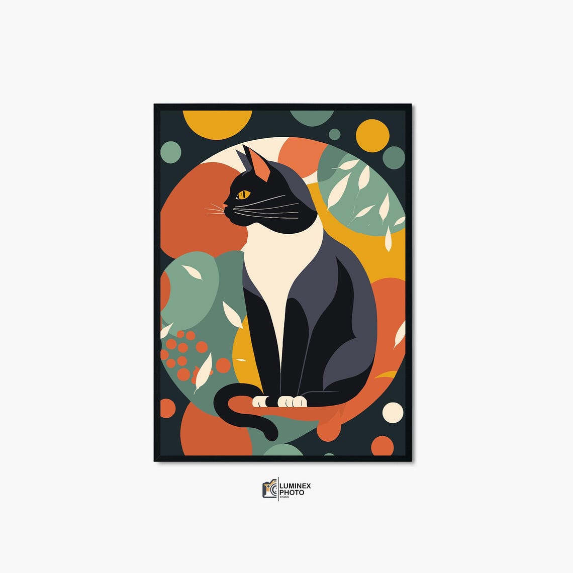 Black And White Cat Abstract Photography Print Scandinavian Wall Art