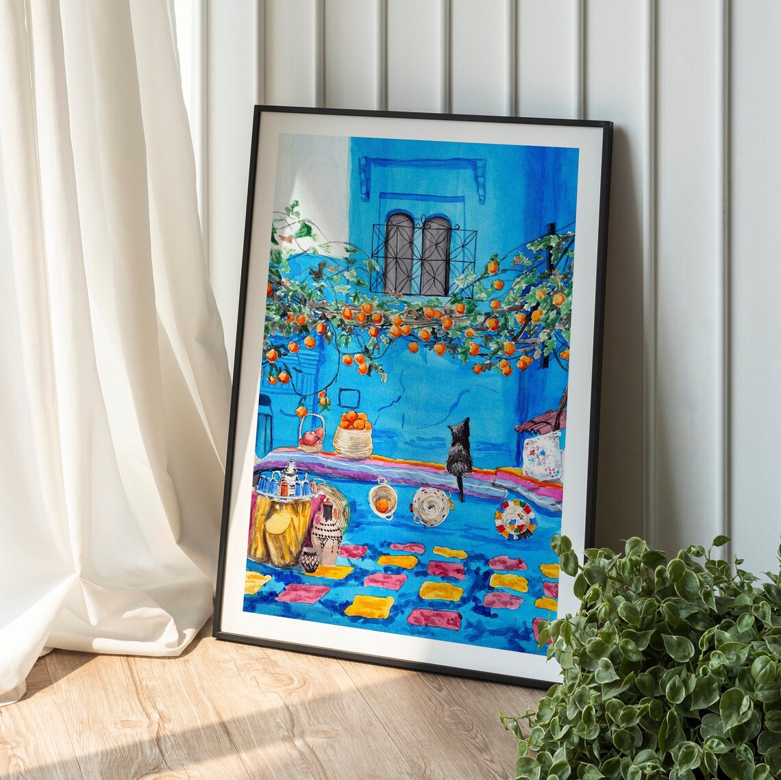 Chefchaouen Morocco Watercolor Travel Poster - Image 3