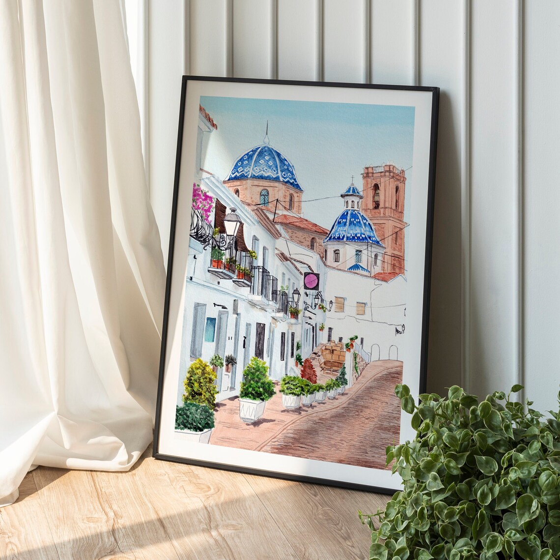 Altea, Spain Watercolor Art Print, Alicante Travel Poster - Image 3