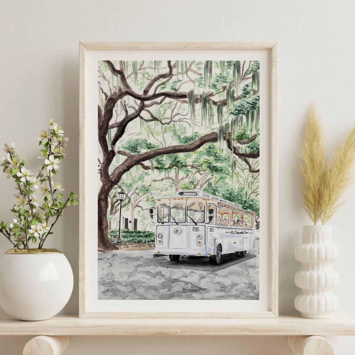 Savannah Watercolor Cityscape Art Print, Georgia - Image 3