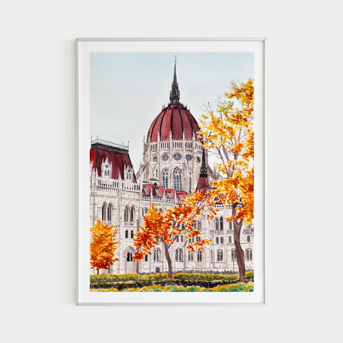 Budapest Watercolor Art Print, Hungary Travel Poster