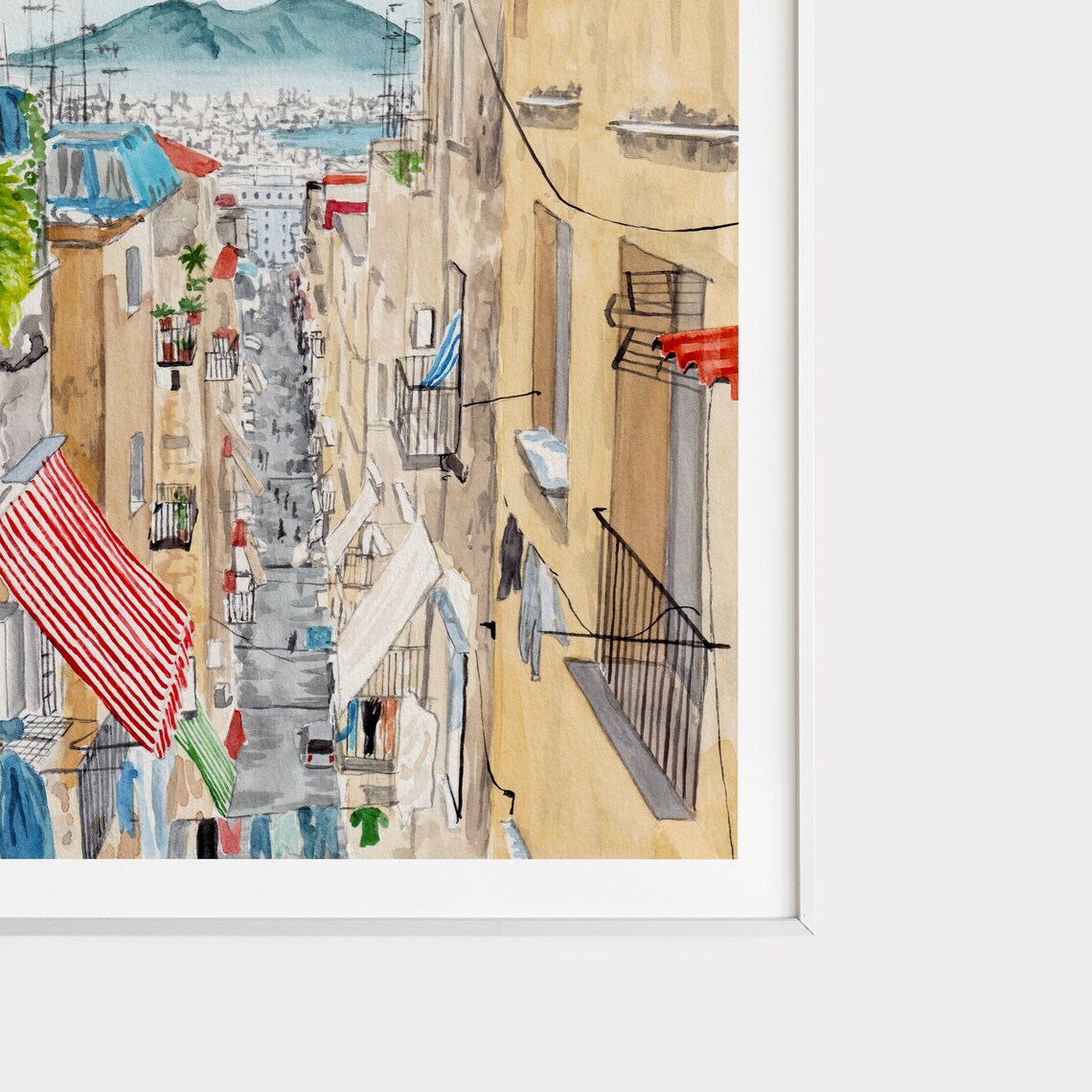 Naples Cityscape Watercolor Travel Poster, Italy - Image 3