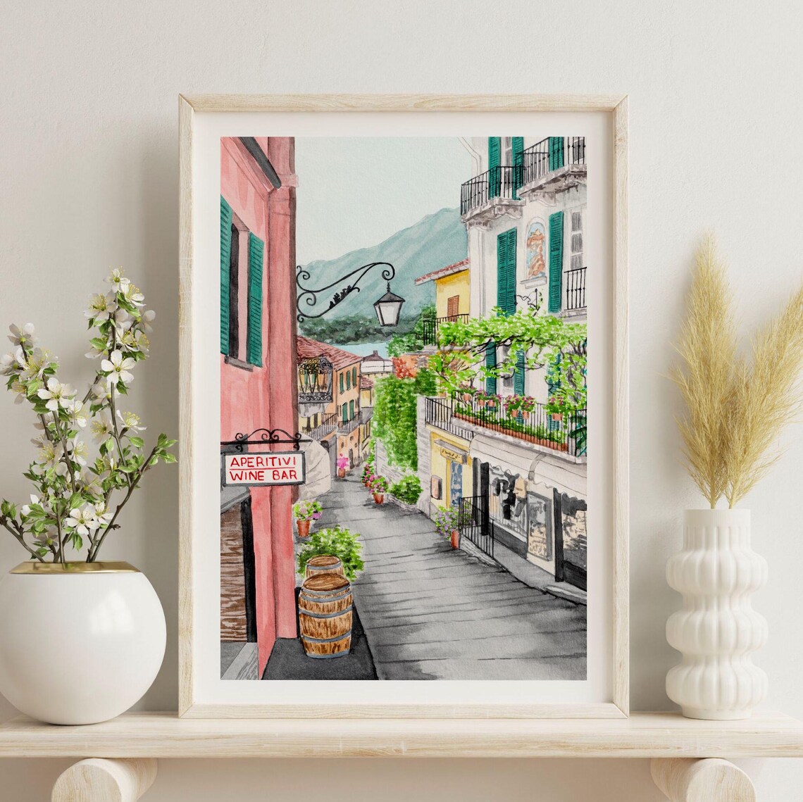Bellagio Watercolor Travel Poster, Italy Landscape - Image 2