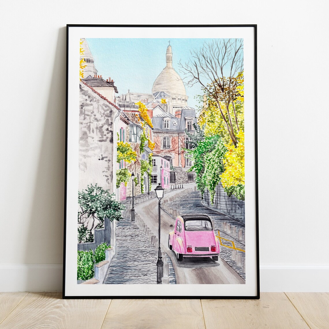 Montmartre, Paris La Maison Rose Watercolor Travel Poster