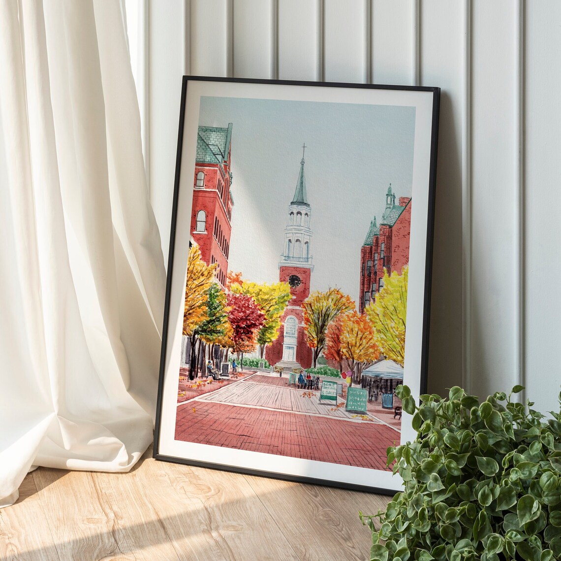Burlington Vermont Cityscape Watercolor Travel Poster - Image 2