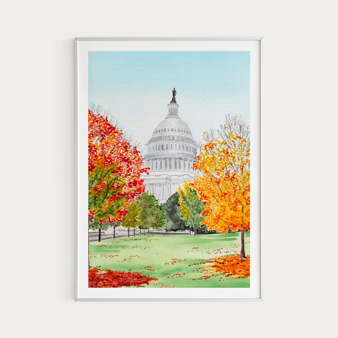 Washington DC Cityscape Travel Poster, Wall Art