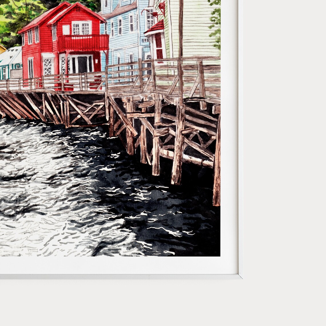 Ketchikan Alaska Watercolor Landscape Travel Poster - Image 3