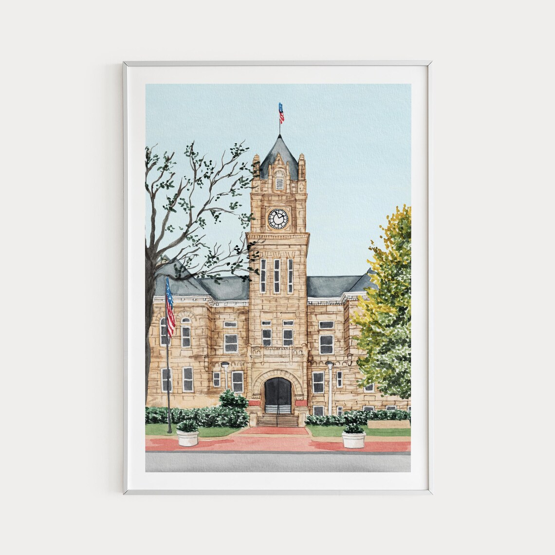 Manhattan Kansas Watercolor Cityscape Art Print