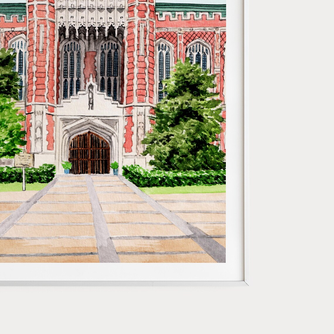 Oklahoma University Watercolor Cityscape Art Print - Image 2