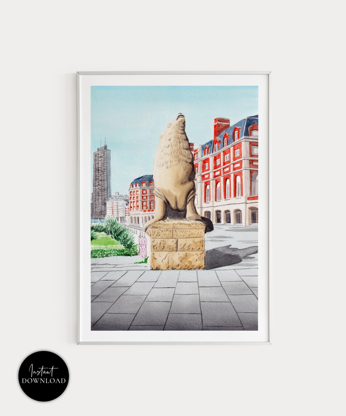Mar Del Plata Buenos Aires Watercolor Travel Poster