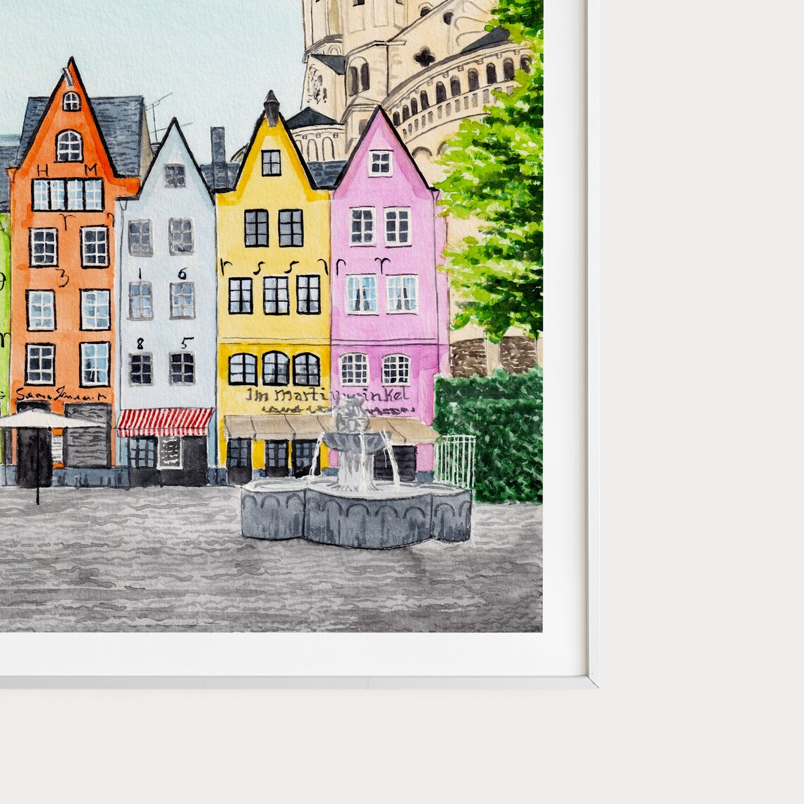 Cologne Germany Watercolor Travel Poster, Cityscape - Image 3