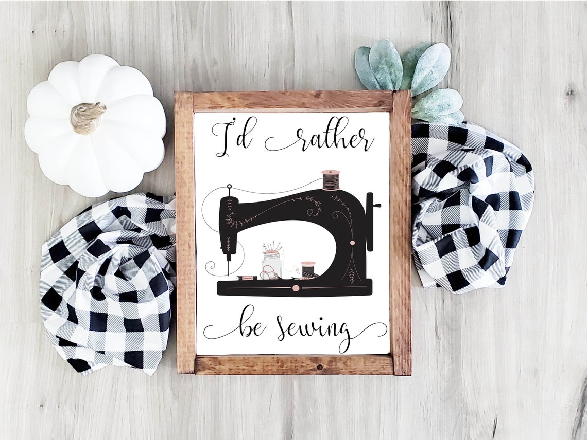Id Rather Be Sewing Vintage Sewing Machine Craft Room Wall Art - Image 3