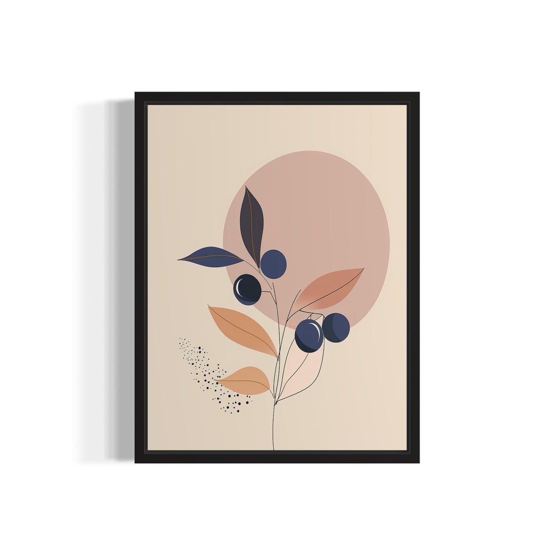 Blueberries Botanical Abstract Dusty Rose Minimal Art Poster