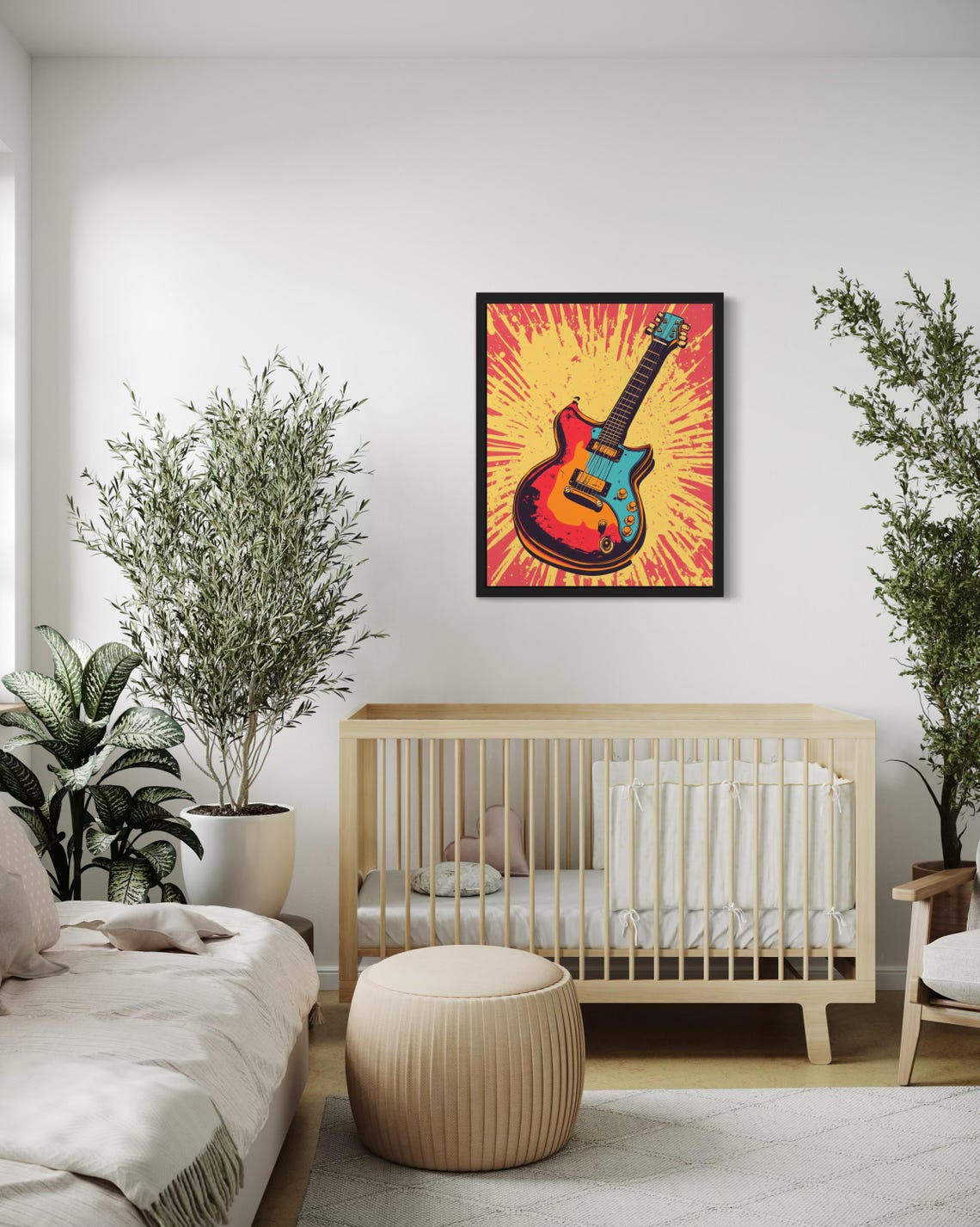 Electric Guitar Pop Art With Red Blue Burst Explosion Poster - Image 4