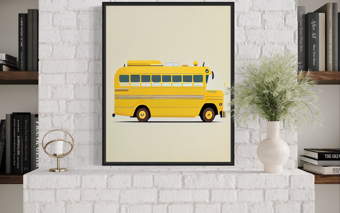 School Bus Minimalist Art Print - Image 2