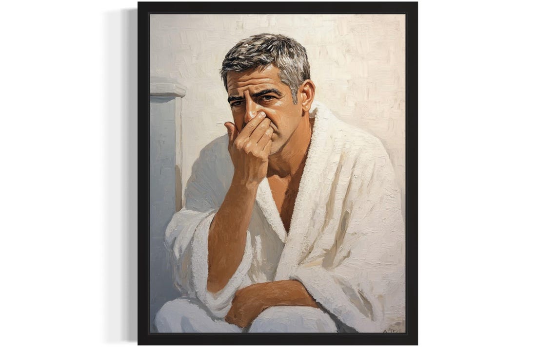 Male Hold Nose Bathroom Art Print