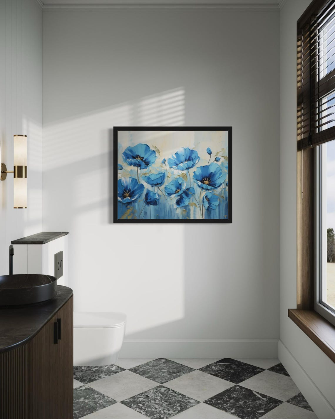 Blue Poppies Abstract Art Print - Image 4