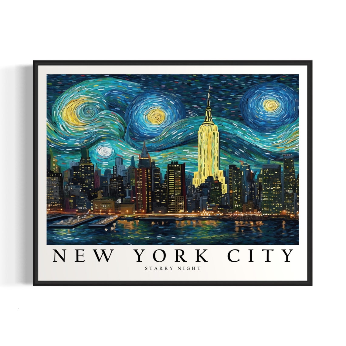 New York City Starry Night Art Print Van Gogh New York City Poster Wall Art Original New York City Painting Decor