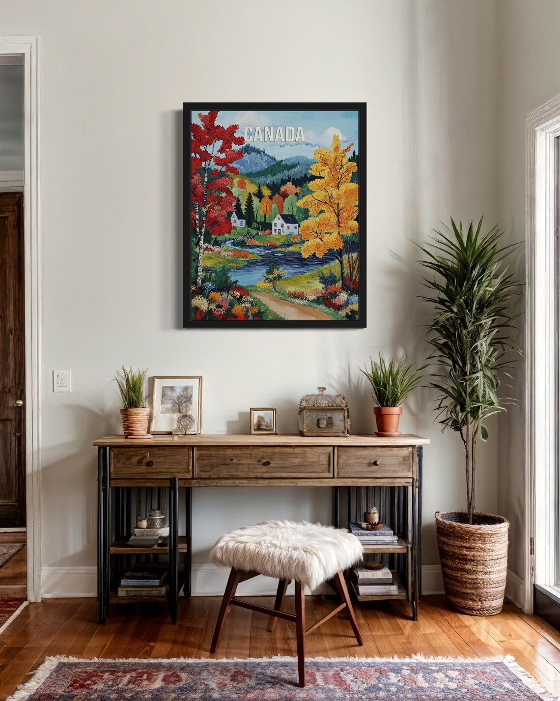 Canada Europe Scenery Travel Poster, Original Paint Artwork - Image 2