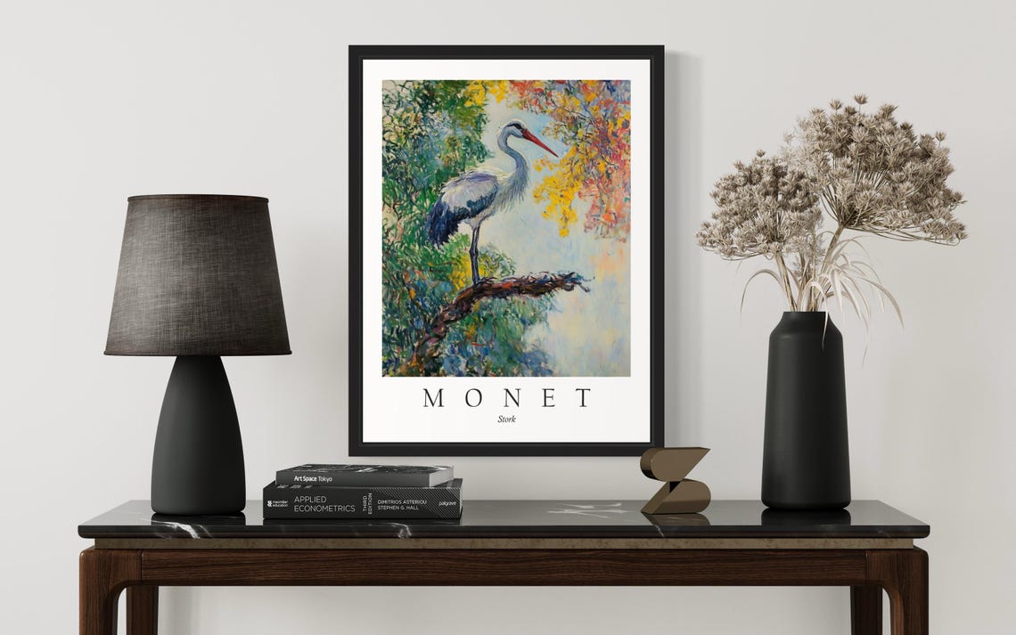 Stork Bird, Monet Art Print - Image 3