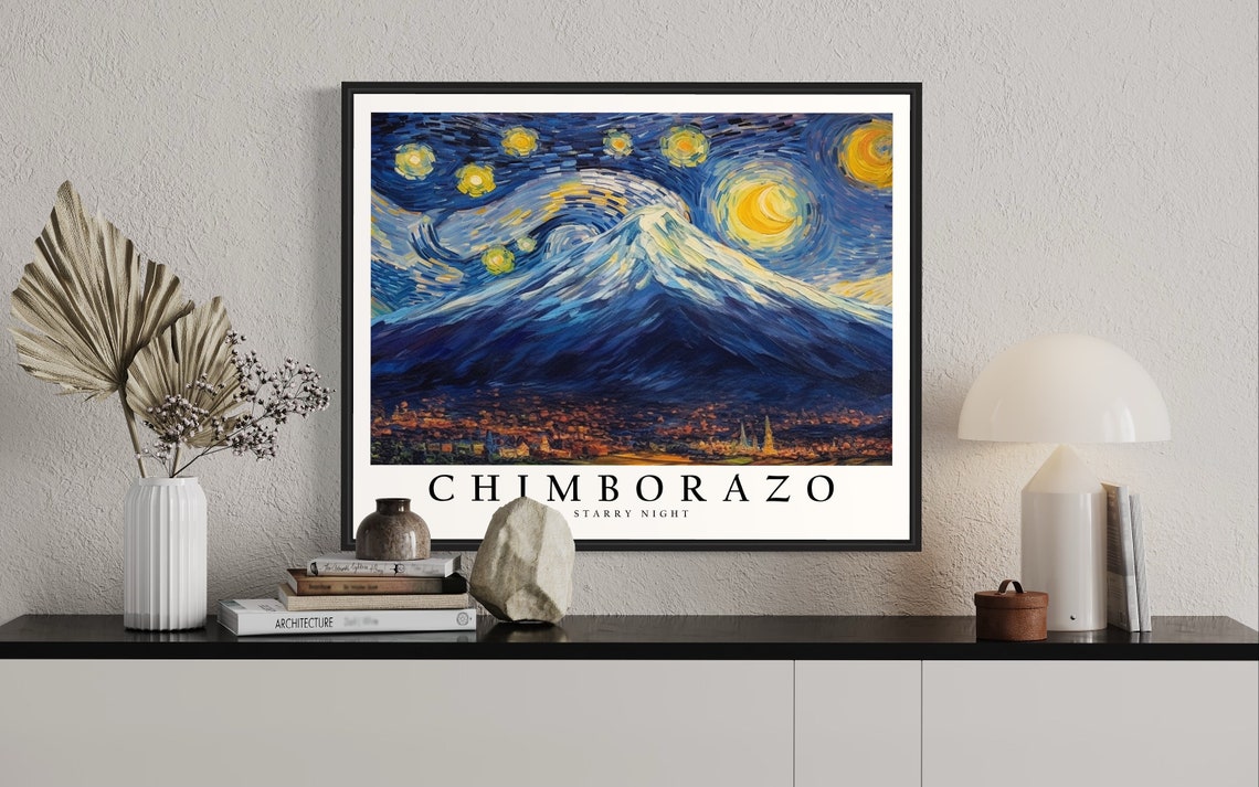 Chimborazo Mountain Starry Night Art Print Van Gogh Style Poster Wall Art Original Painting Decor - Image 2